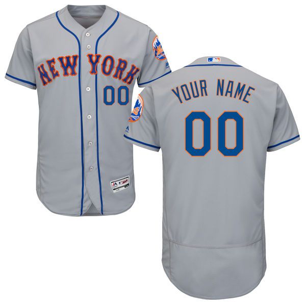 Men New York Mets Majestic Road Gray Flex Base Authentic Collection Custom MLB Jersey